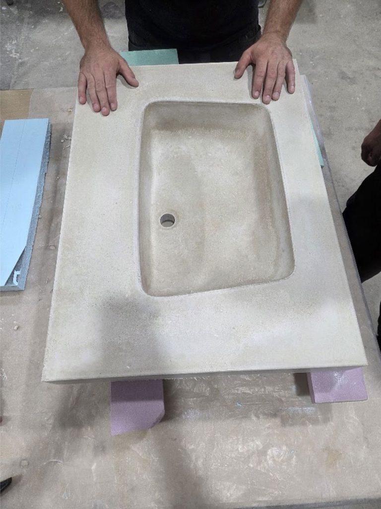 Concrete sink installation
